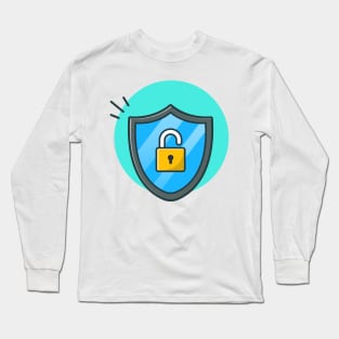 Security shield with padlock cartoon Long Sleeve T-Shirt